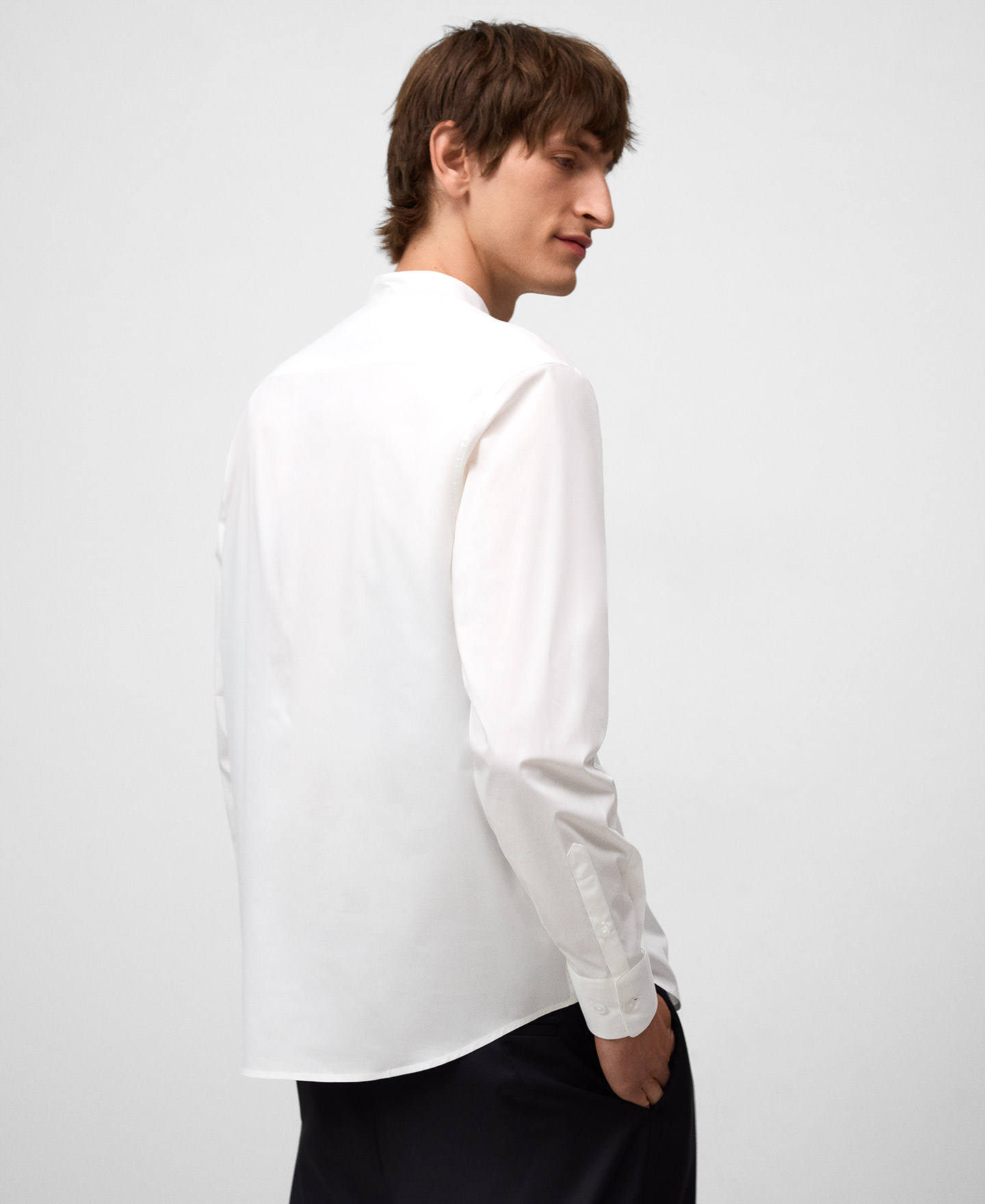 Regular fit Mandarin collar shirt man image number 2