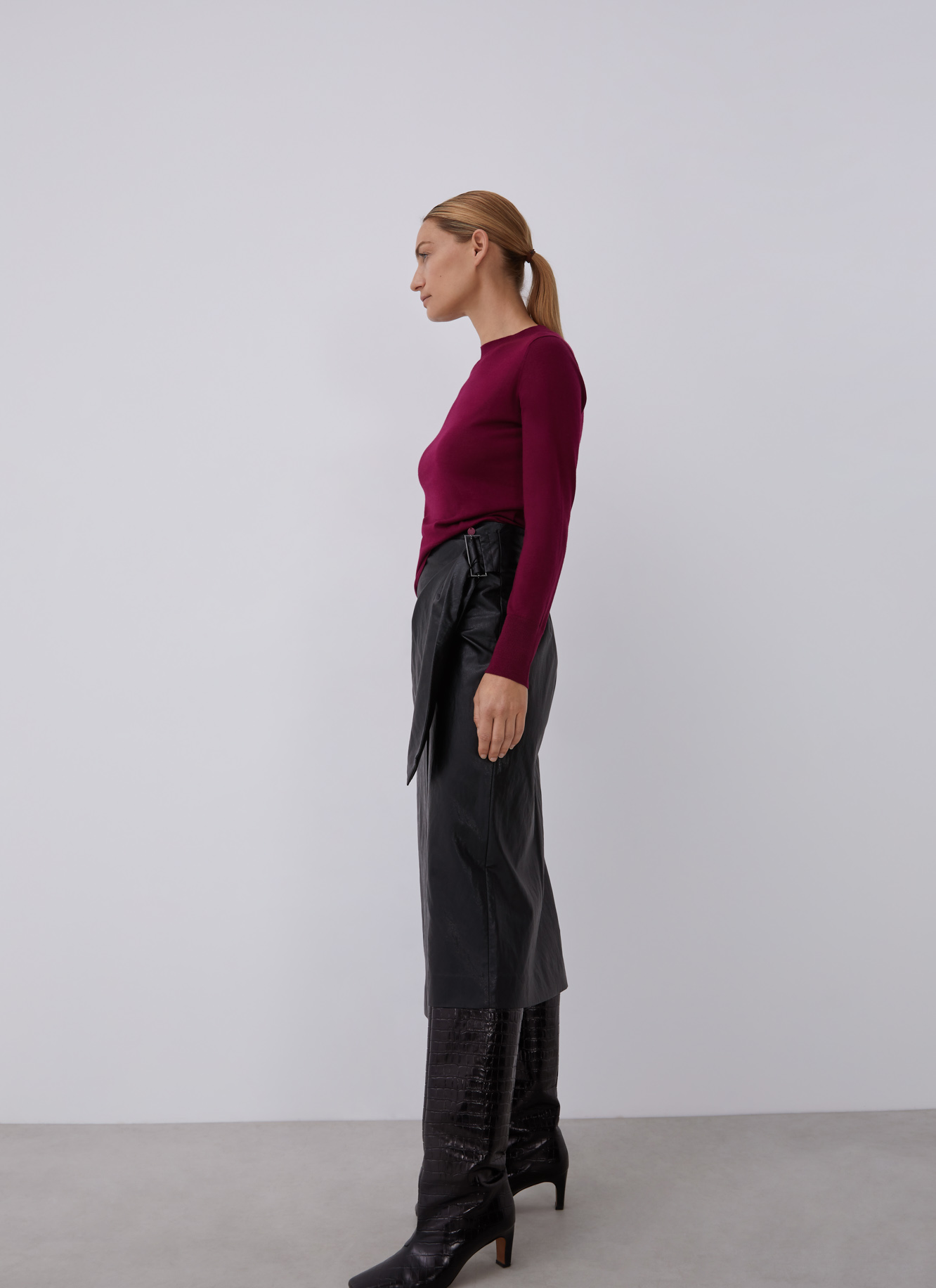 Merino wool perkins neck sweater image number 3