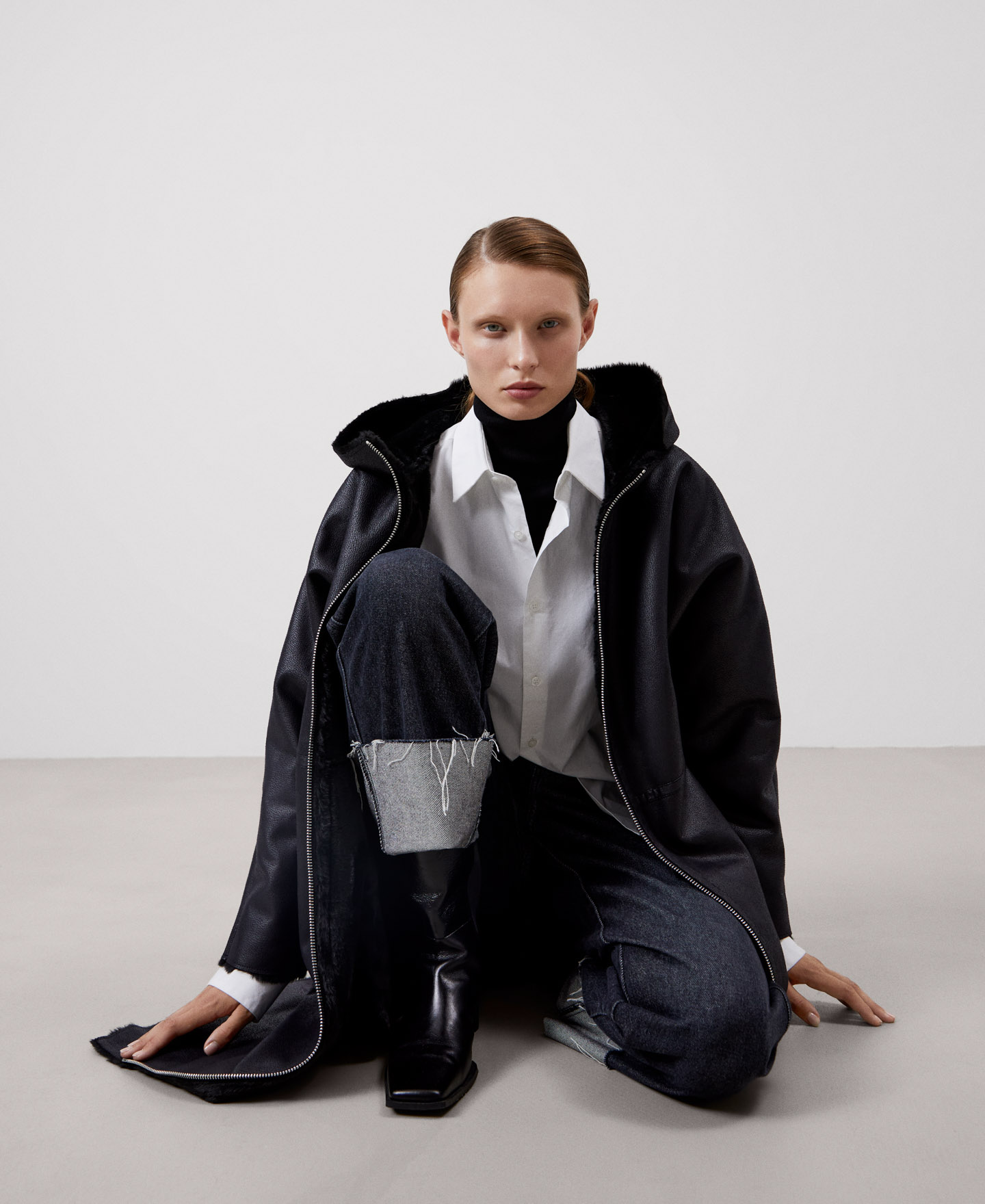 Leather textured coat image number 5