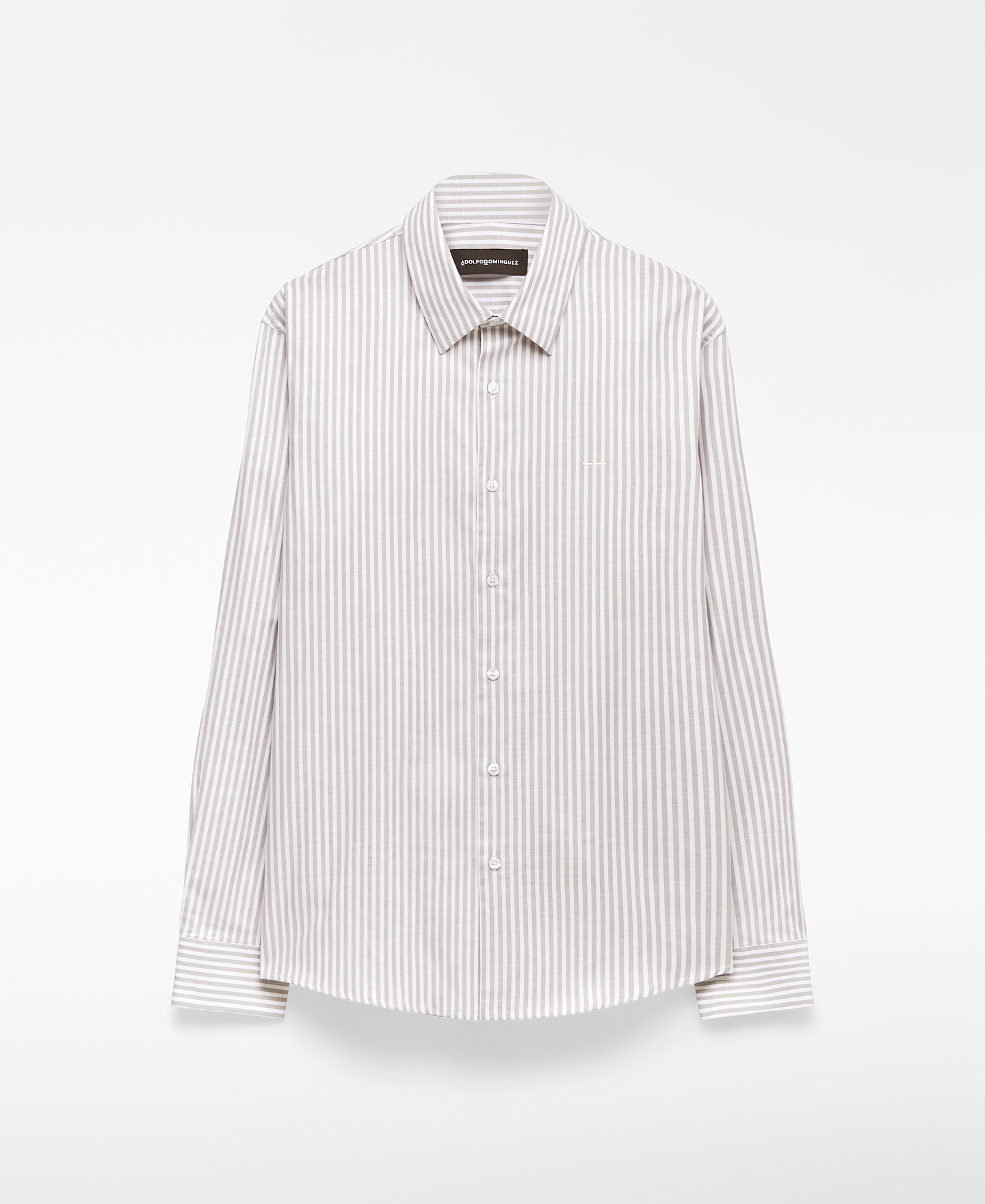 Spread collar striped shirt image number 4