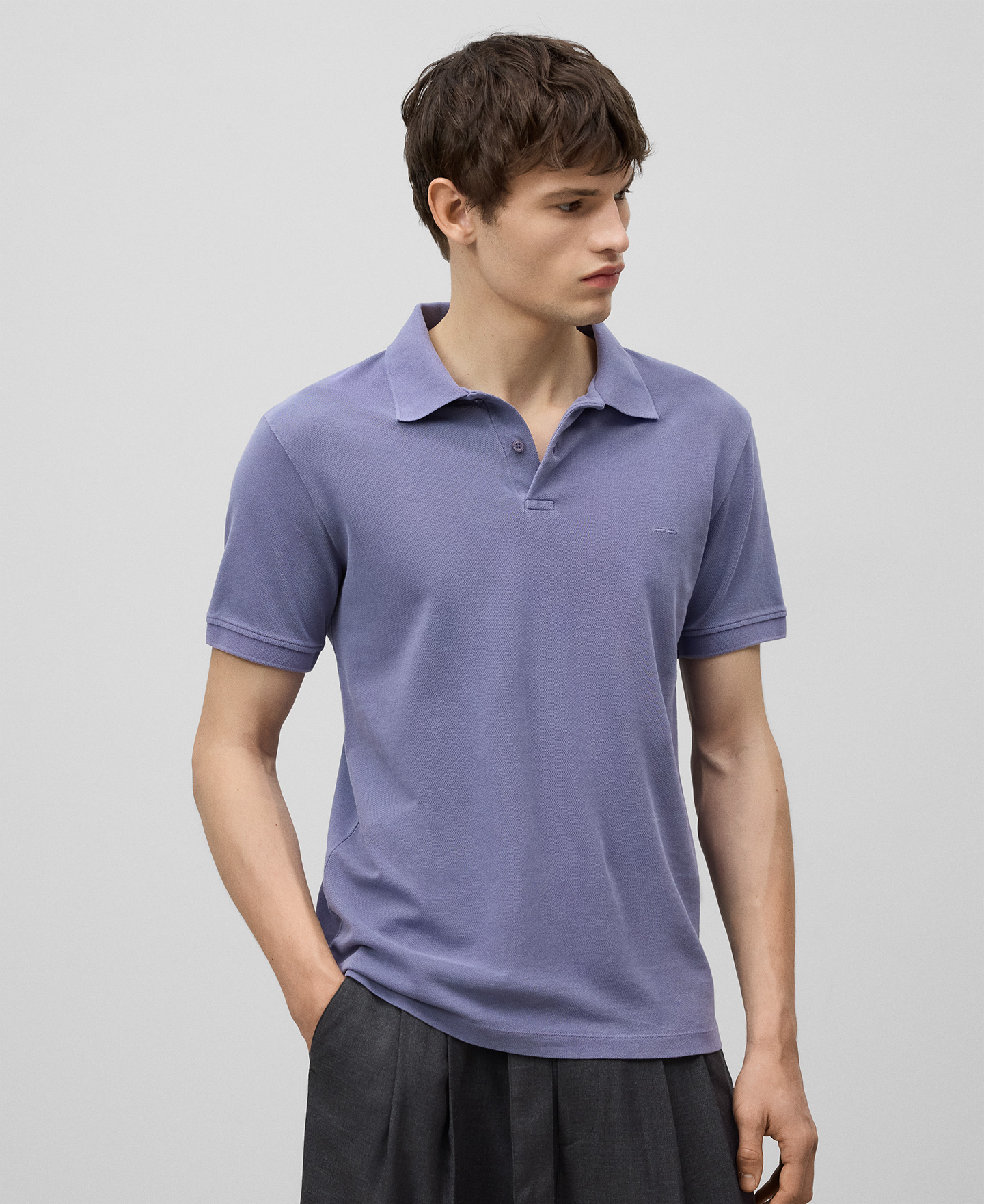 Cotton piqué regular fit polo shirt man image number 0