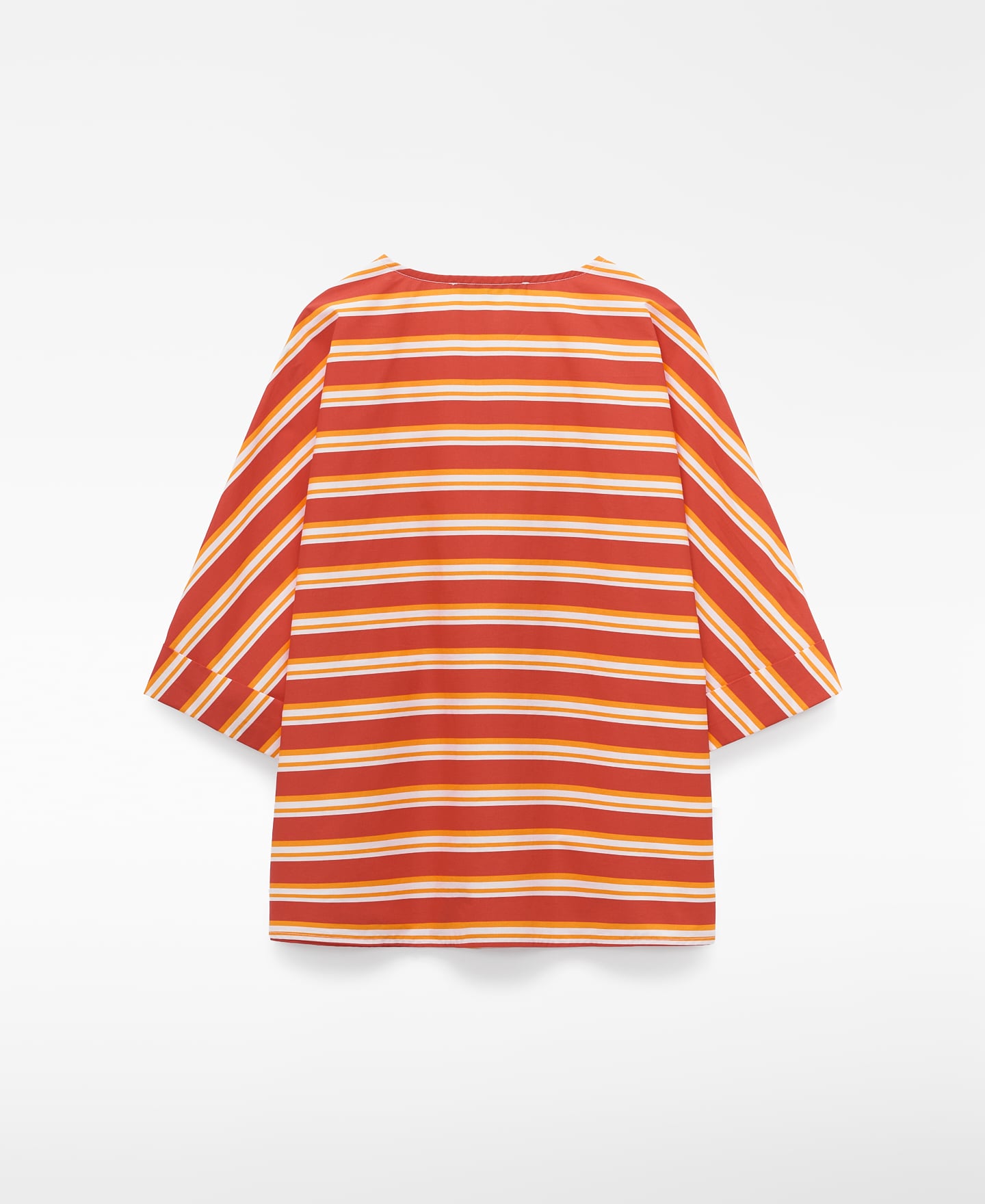 Cotton V-neckline striped blouse image number 1