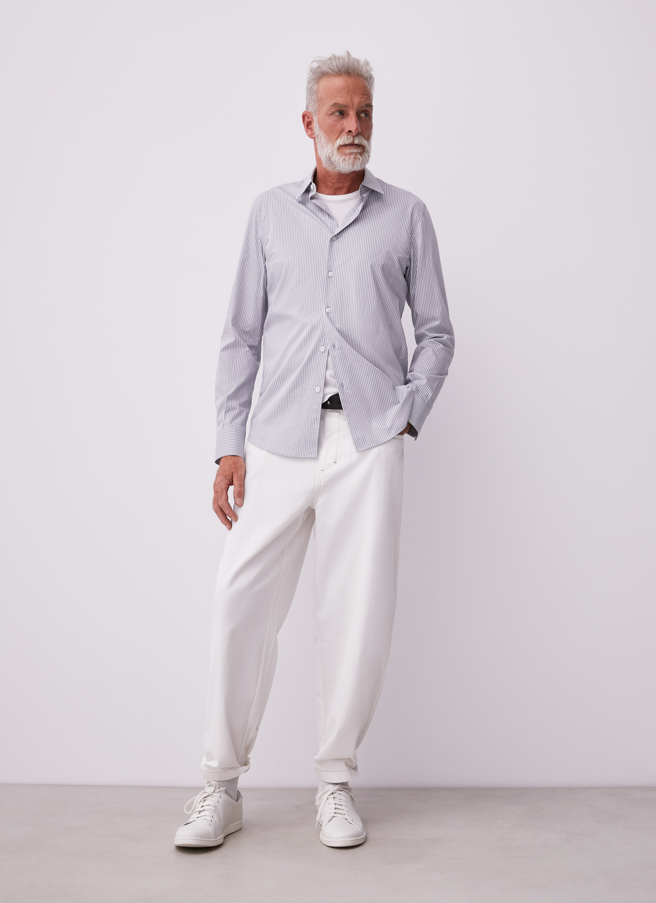 Slim fit cotton shirt with stripes image number 4