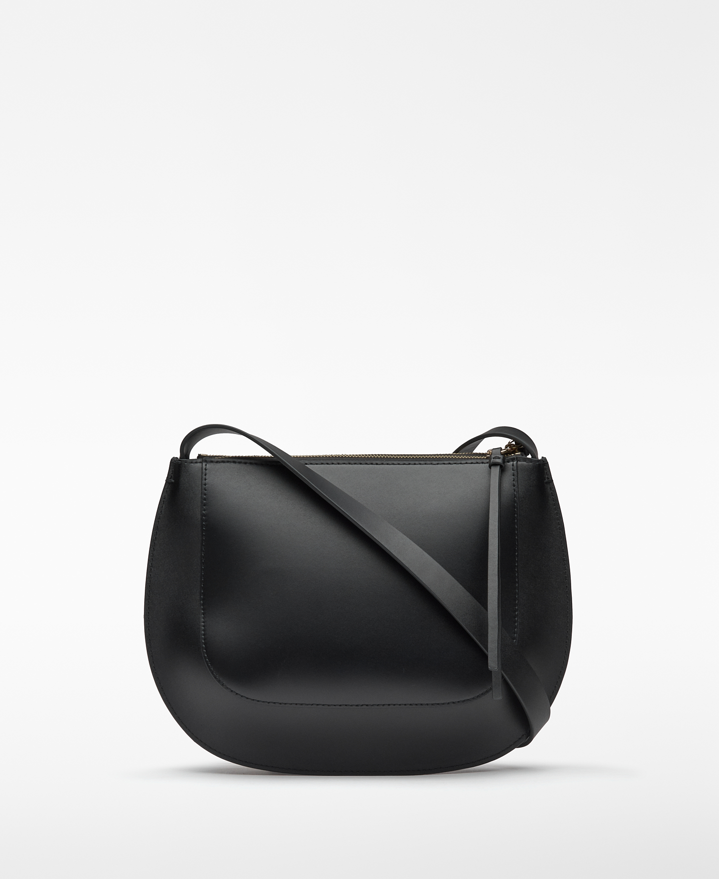 Black leather crossbody woman image number 7