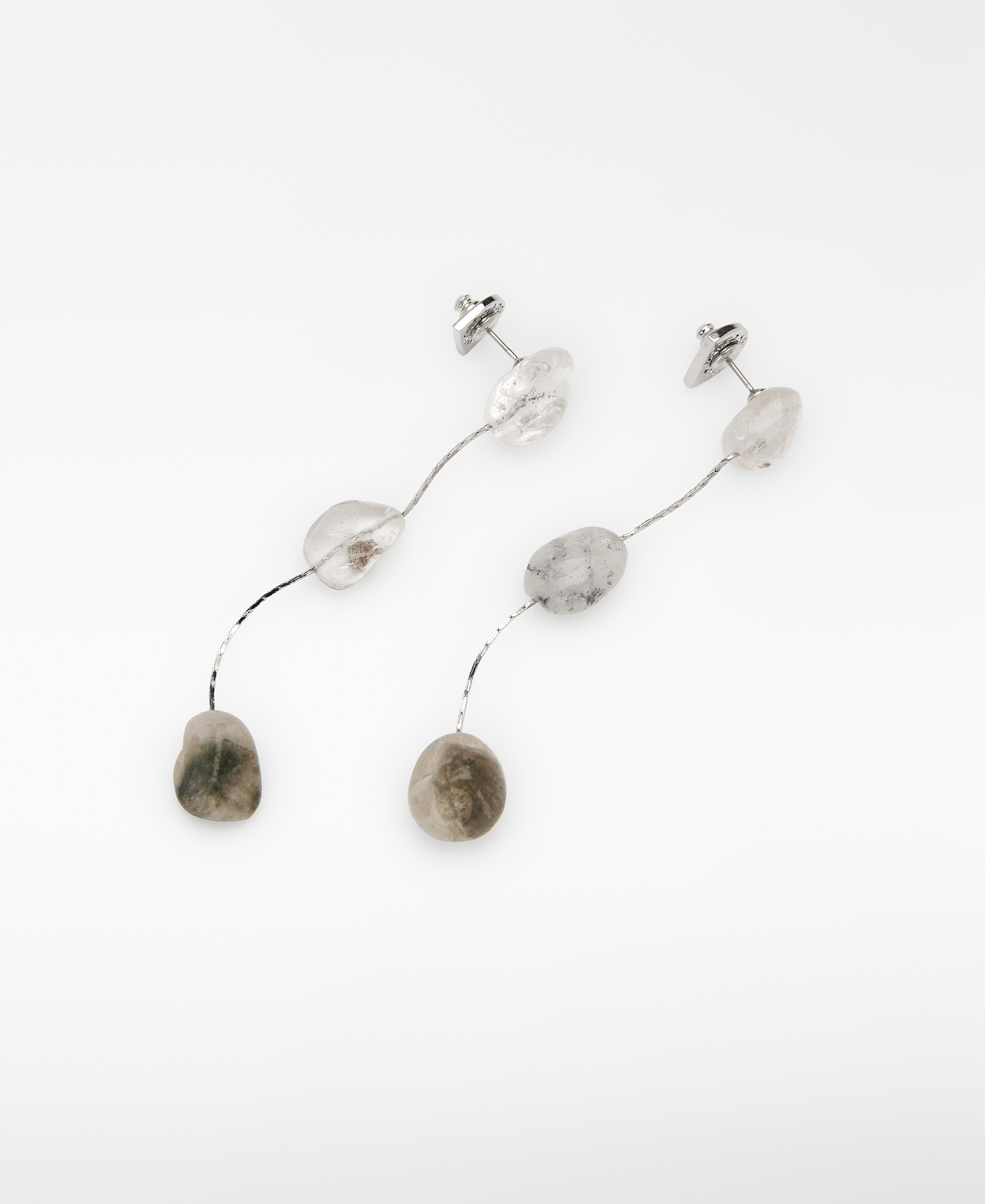 Pendientes cadena fina piedras image number 2