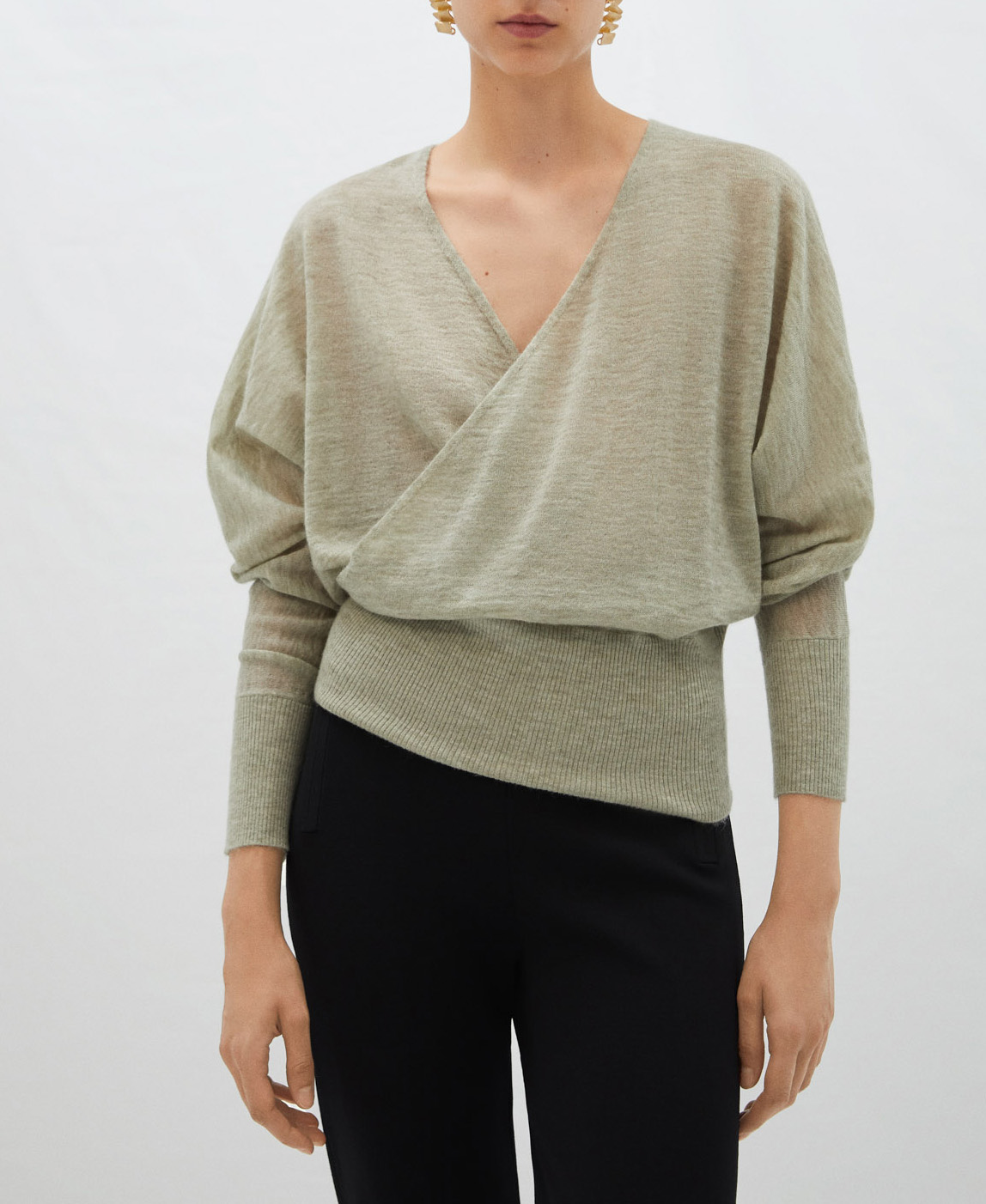 Crossed neckline jumper in mohair image number 0