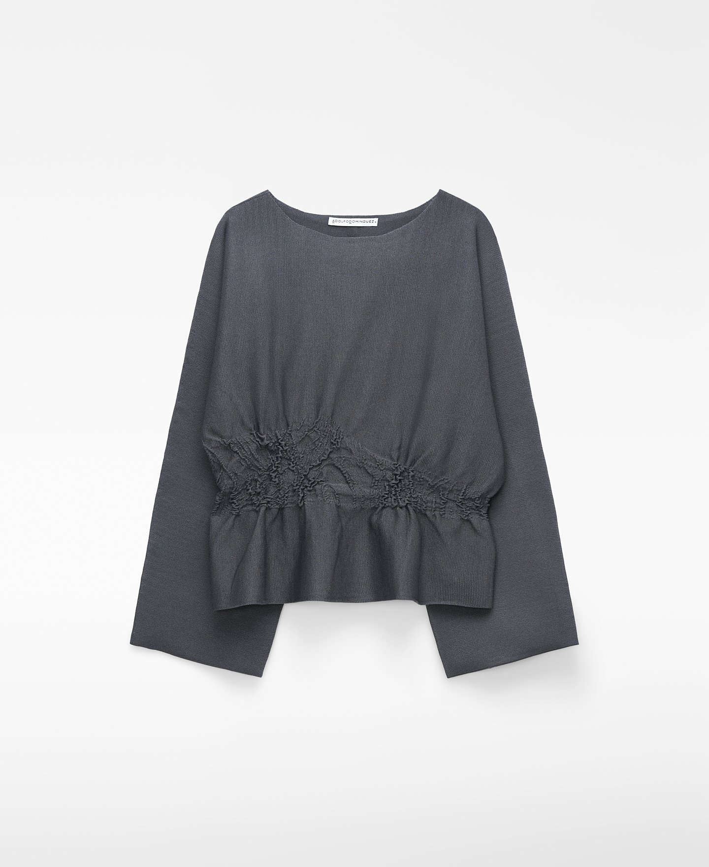 Gathered waist knit top image number 4