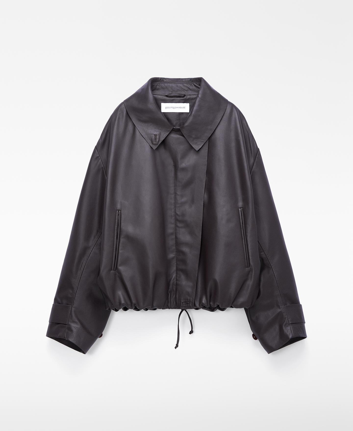 Leather boxy jacket image number 4