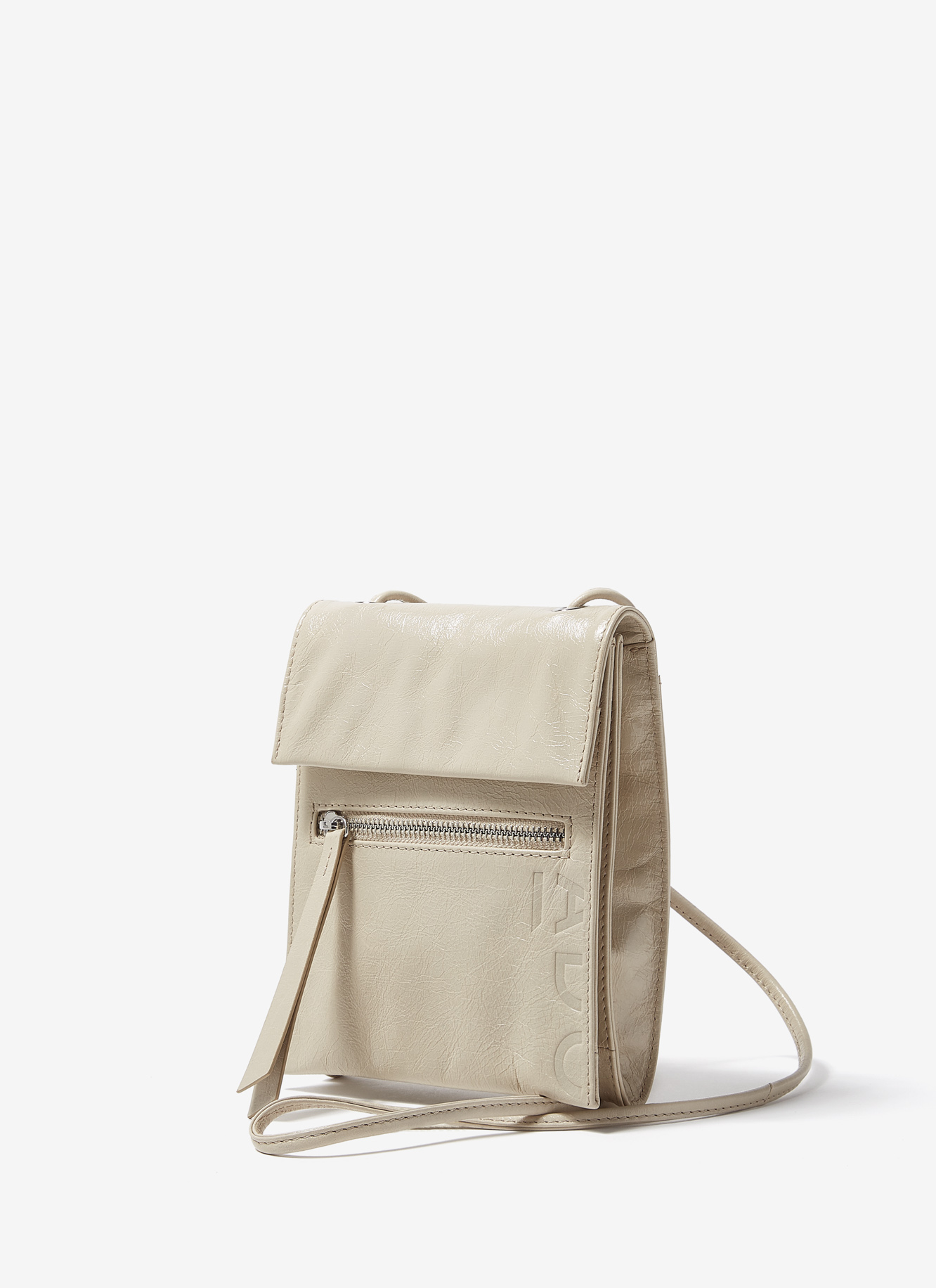 Glossy leather small flat crossbody bag image number 1