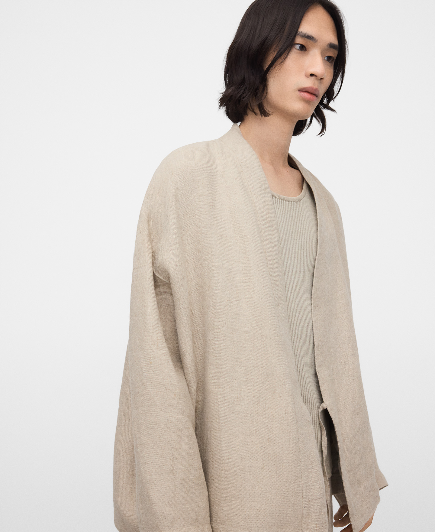 European linen wrap kimono jacket image number 0