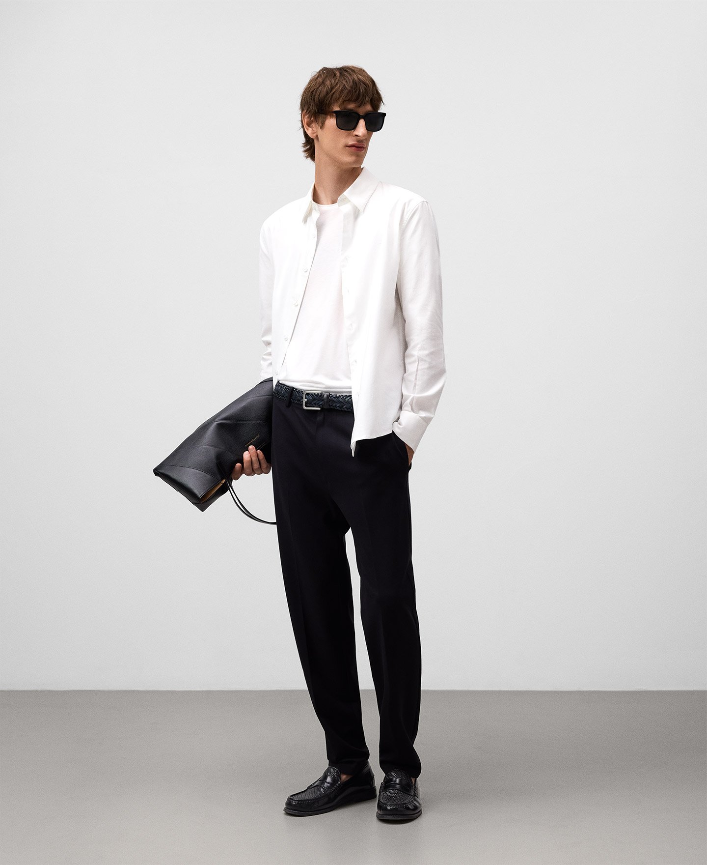 Regular fit lapel collar shirt man image number 1
