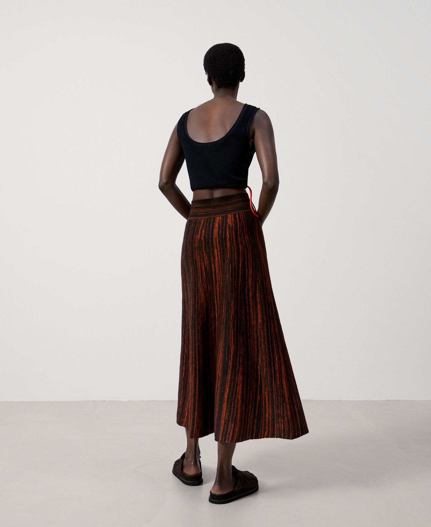 Printed soft A-line skirt image number 2
