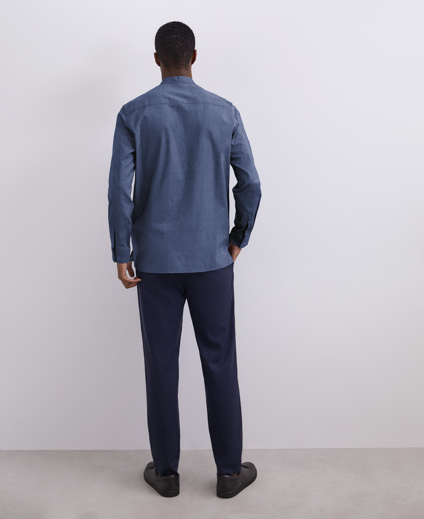 Mandarin collar button neck cotton shirt image number 1