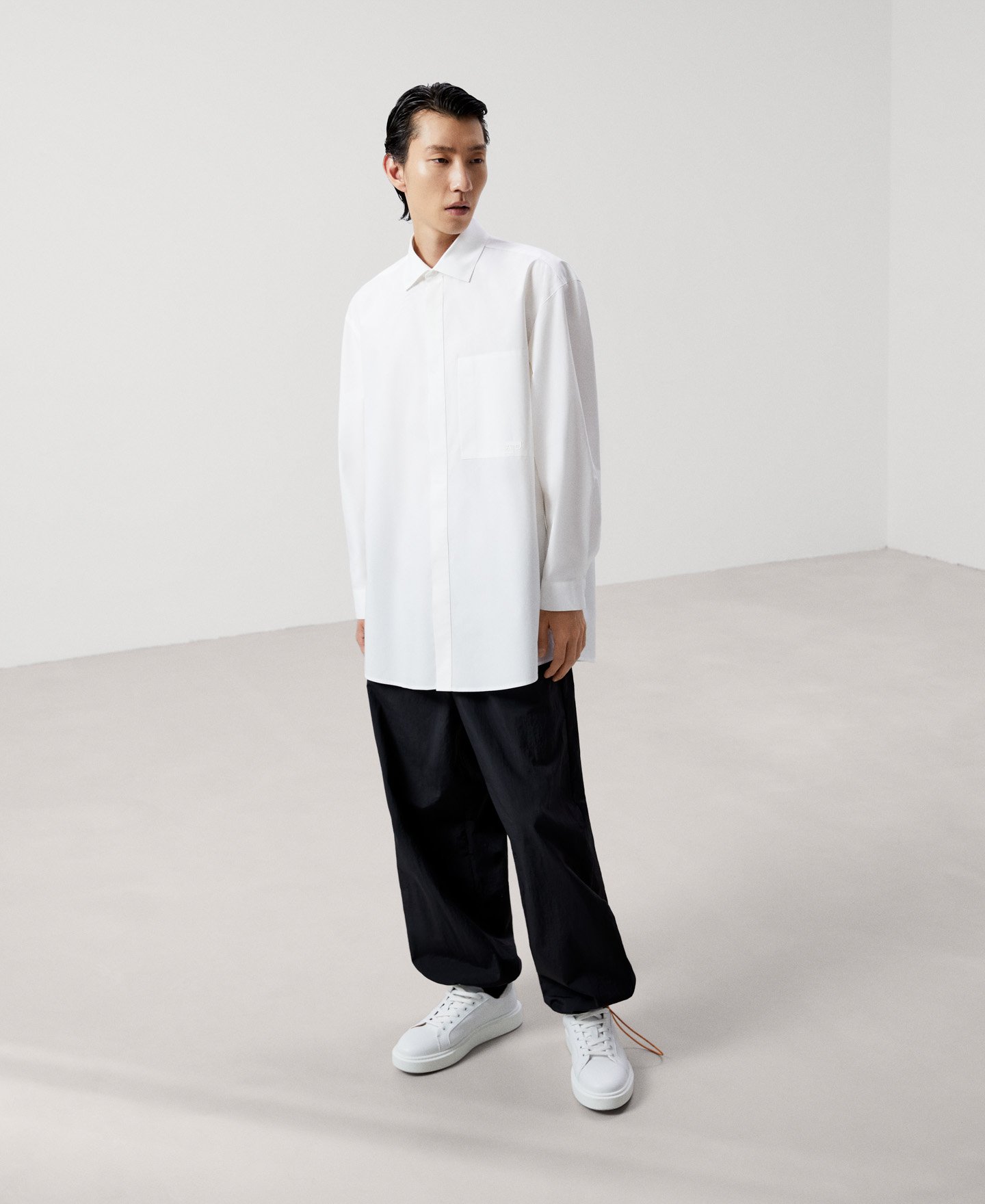 Cotton front placket shirt image number 1